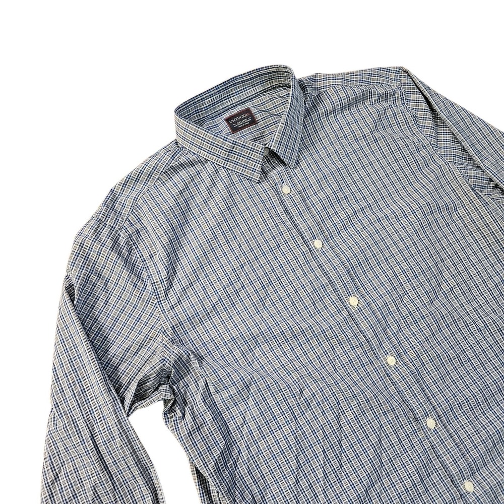 UNTUCKit Mens XXL Blue Plaid Performance Stretch Long Sleeve Button Down Shirt